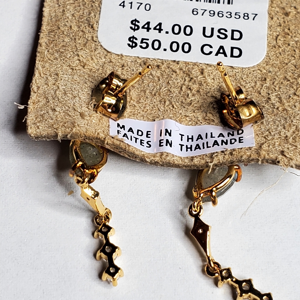 Anthropologie Oaxaca Double Stone Drop Earring Dark New with tags - Picture 6 of 7